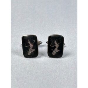Siam Sterling Cufflinks Mens OS Silver Black Good Niello Enamel Thai Goddess